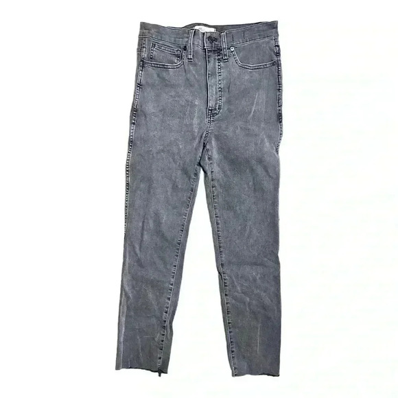 Madewell Stovepipe Jeans Womens Size 27 Gray Raw Hem Stretchy - Picture 1 of 7